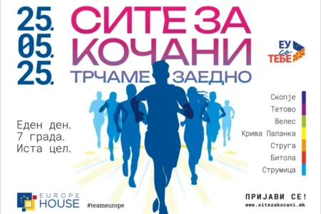 Истовремено во седум града:  Хуманитарна трка „Сите за Кочани – Трчаме заедно“ за одбележување на „Денот на Европа“