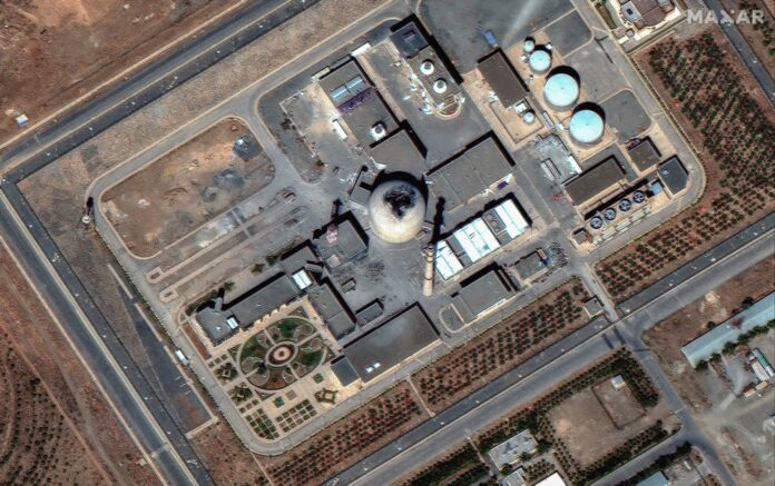 Satellite image of Iran's Arak heavy water reactor facility following Israeli airstrikes