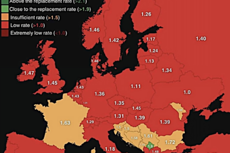 Маск сподели мапа на фертилитет во Европа! Македонија со ниска стапка, само Косово во зелено/ФОТО