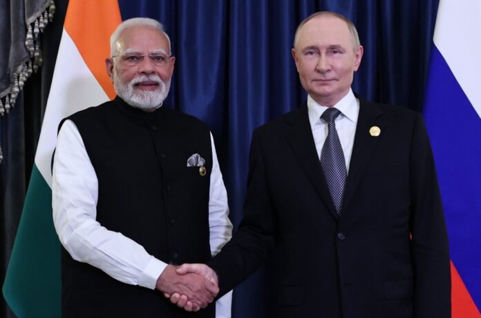 Russian President Putin meets Indian Prime Minister Modi in China