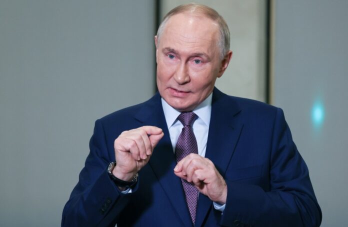 Russian President Putin speaks on the sidelines of Russian Geographical Society congress in Moscow