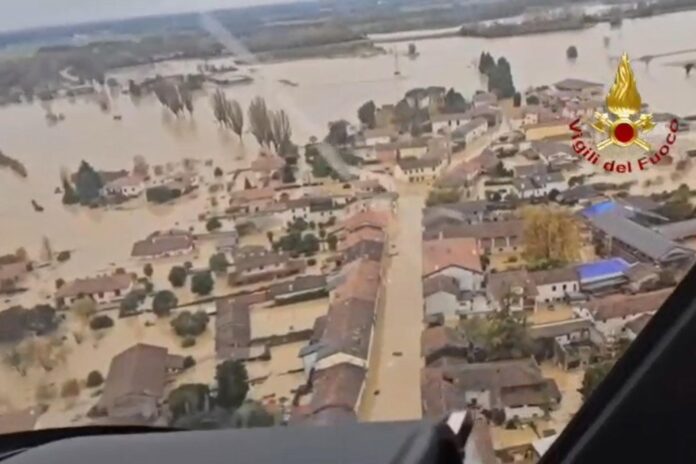 Major flooding near Udine in the area of Friuli Venezia Giulia
