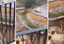 Провалија „проголта“ пат во Крагуевац: Снимен моментот на колапсот/ВИДЕО