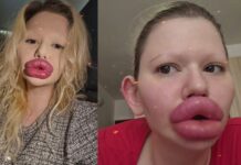 Жената со најголемите усни на светот ги загрижува лекарите