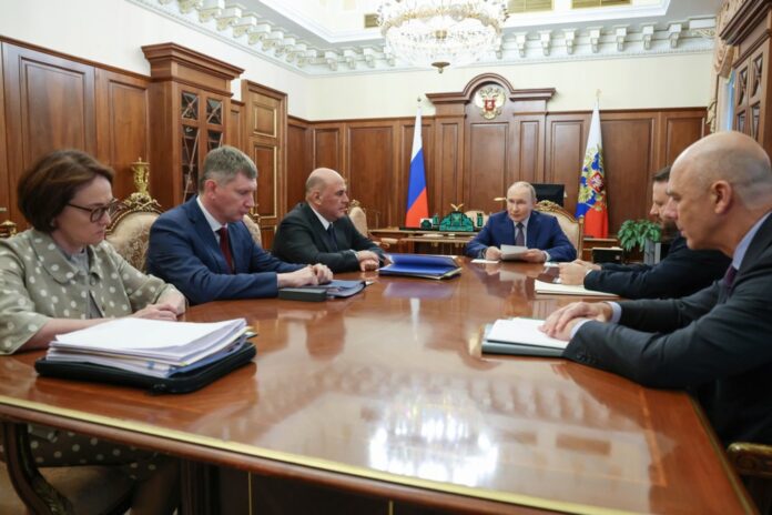 Russian President Vladimir Putin chairs a meeting on economic issues