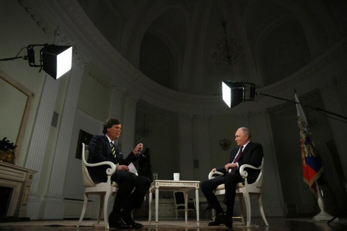 Russian President Putin interviewed by US journalist Carlson in Moscow
