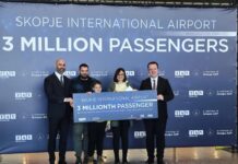 Тримилионитиот патник на скопскиот аеродром доби бесплатни летови