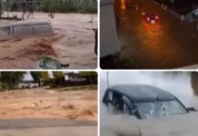 Бурата Бајрон ја парализира Грција: Патиштата под вода, училиштата се затворени/ВИДЕО