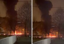 Петарда врзана за канистер предизвика моќна експлозија и пожар во училишен двор во Загреб/ВИДЕО