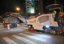 Десетици камиони и градежни машини работат навечер – се реконструира коловозот и се прошируваат ленти