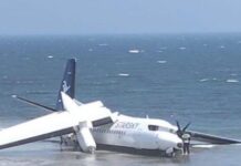 Неверојатен инцидент на сомалиското небо: Авион со 55 патници спуштајќи се на пистата заврши на плажа (ВИДЕО)