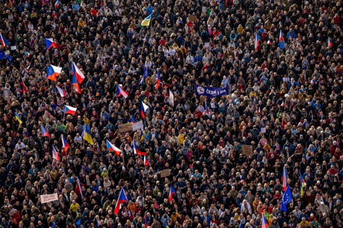 Mass protest against the Babis government in Prague