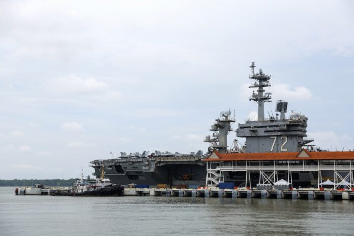 Aircraft carrier USS Abraham Lincoln docked in Malaysia