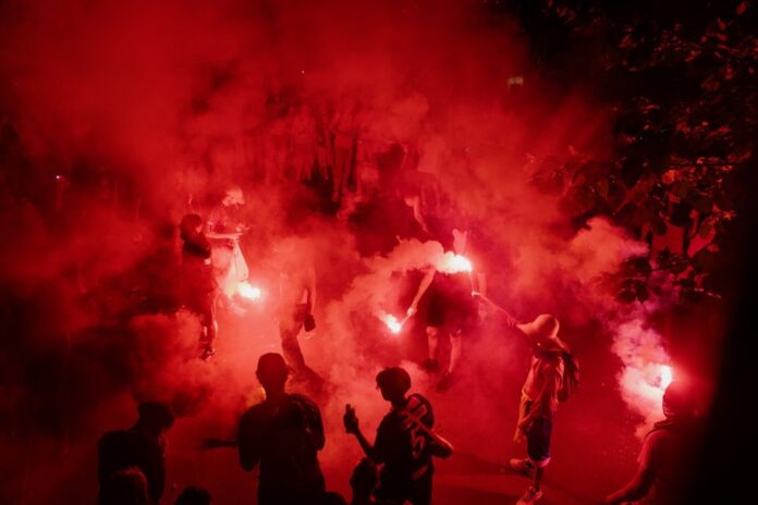 Paris Saint-Germain supporters react to UEFA Champions League final