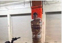 Мексиканскиот Бетмен врзува крадци на моторцикли за столбови и им црта мустаќи