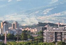 Пожар кај ПМФ: Запалена сува трева во паркот Гази Баба