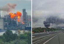 Украински дрон ја погоди московската нафтена рафинерија, повредени се најмалку 17 лица/ВИДЕО