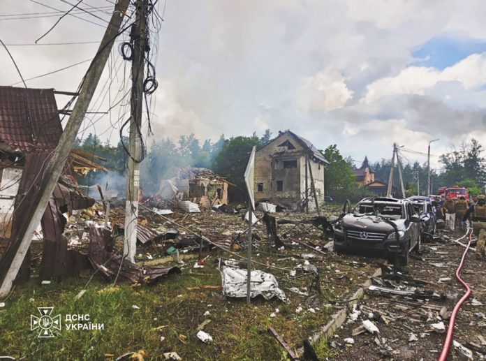 Aftermath of the Russian missile strike in the Kyiv region