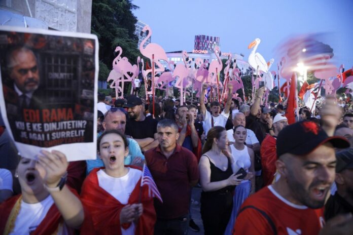 Demonstrators protest against resort project linked to Trump’s son-in-law in Tirana