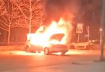Запалено возило со косовски таблички во Скопје