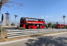 Двокатен автобус на ЈСП се запали на видиковецот на Водно