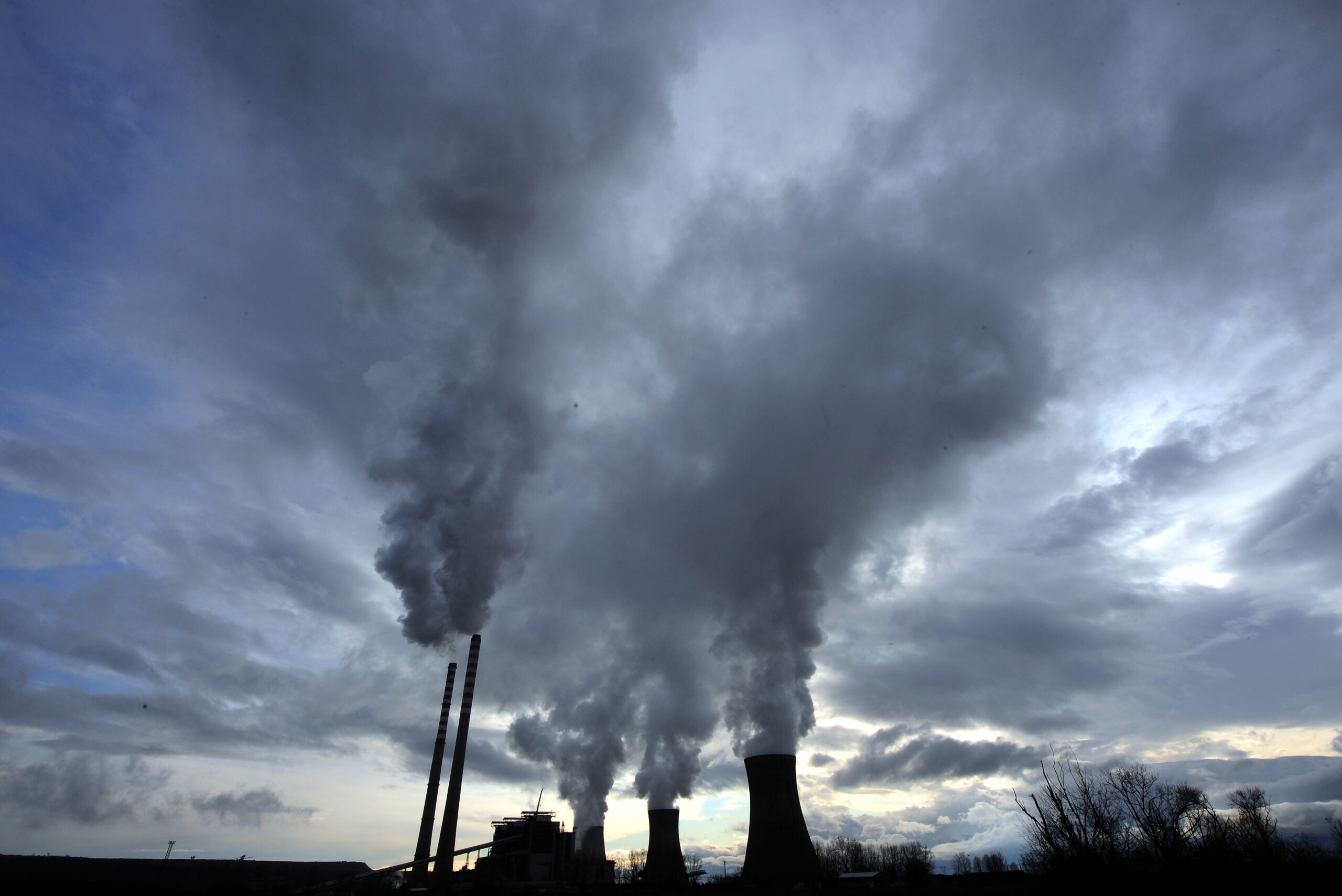 A steam billows from the cooling towers of a coal power plant, near the southern town of Bitola,The Former Yugoslav Republic of Macedonia