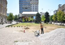 Запуштениот тревник на плоштад ,,Македонија” станува мала зелена оаза