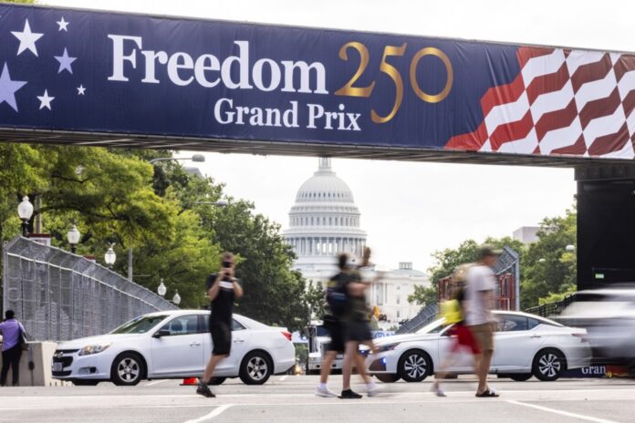Preparations for Freedom 250 Grand Prix in Washington