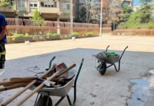 Санирано платото над спортската сала во училиштето „Гоце Делчев“ во Центар