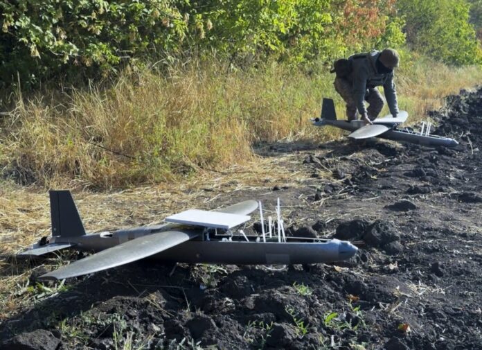 Ukrainian servicemen operate Hornet strike drones in Zaporizhzhia region