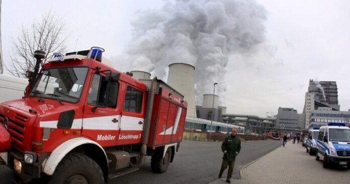 Fire at brown coal power plant Jaenschwalde