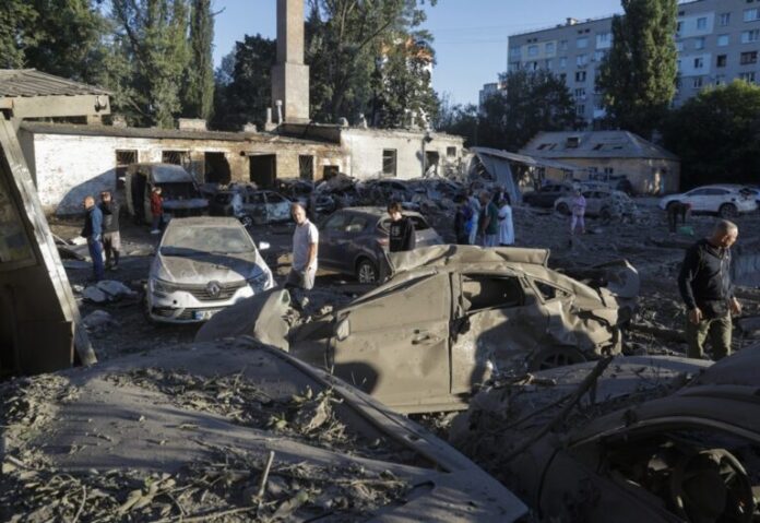 Aftermath of Russian massive combined shelling in Kyiv