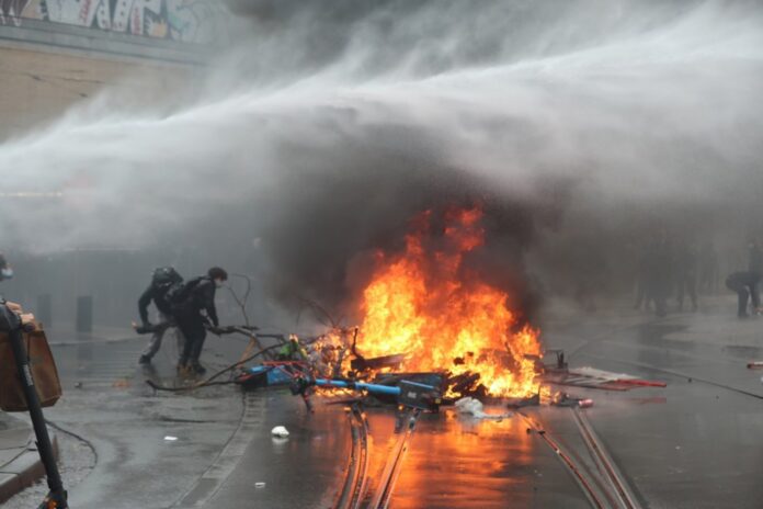 Workers and students protest in Brussels against government austerity measures