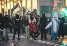 „Италија надвор од војната“: Стотици демонстранти маршираат низ Рим со палестински, кубански и либански знамиња