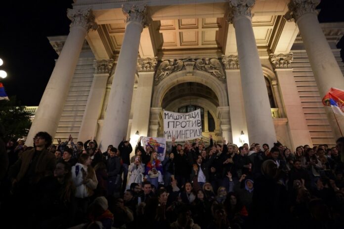 Victory rally of the 'Student List' in central Belgrade